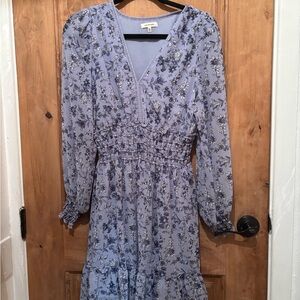 Max Studio Blue Floral Long Sleeve Dress